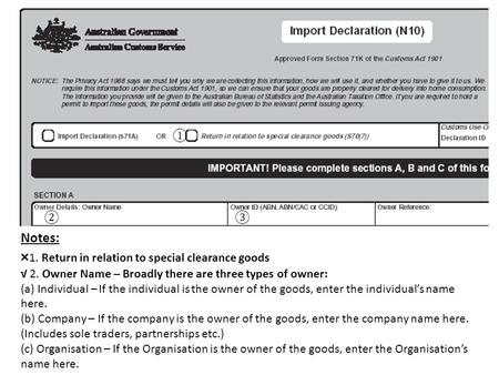 Notes: × 1. Return in relation to special clearance goods √ 2. Owner Name – Broadly there are three types of owner: (a) Individual – If the individual.