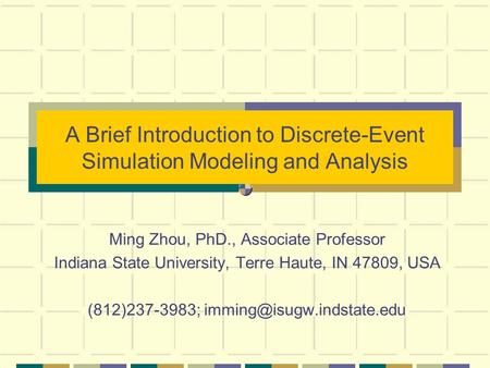 Ming Zhou, PhD., Associate Professor