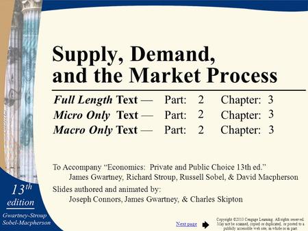 To Accompany “Economics: Private and Public Choice 13th ed.” James Gwartney, Richard Stroup, Russell Sobel, & David Macpherson Slides authored and animated.