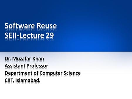 Problems with reuse – Increased maintenance costs; lack of tool support; not-invented- here syndrome; creating, maintaining, and using a component library.