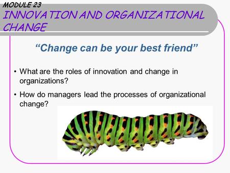 MODULE 23 INNOVATION AND ORGANIZATIONAL CHANGE