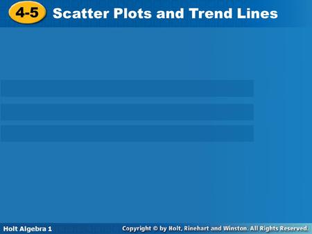 Scatter Plots and Trend Lines