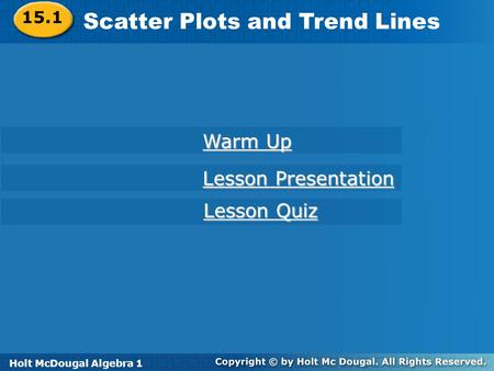 Scatter Plots and Trend Lines