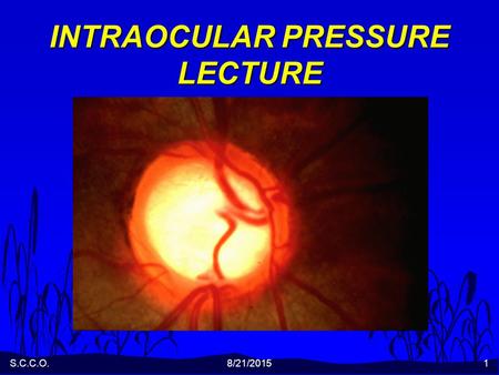 INTRAOCULAR PRESSURE LECTURE