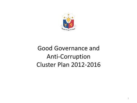 Good Governance and Anti-Corruption Cluster Plan