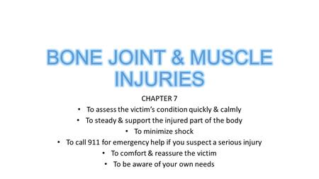 BONE JOINT & MUSCLE INJURIES