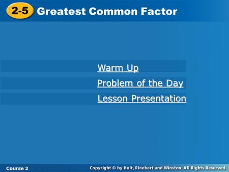 Greatest Common Factor