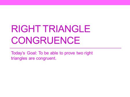 Right Triangle Congruence