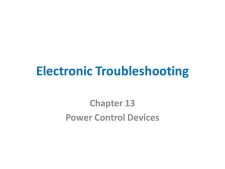 Electronic Troubleshooting