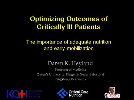 Overview Importance of preserving muscle mass/function Optimal nutrition positively influences subsequent physical function Role of early rehabilition/mobilization.