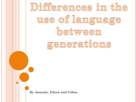 By Janneke, Eileen and Céline. C ONTENT : Language use of baby’s Language use of toddlers Language use of teenagers  boys/girls Language use of adults.