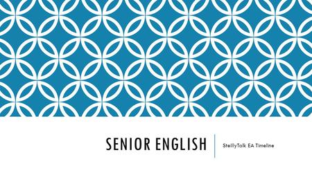 SENIOR ENGLISH SteillyTalk EA Timeline. SteillyTalk EA: Timeline Mon. 4/20 – TED Talk Reflection + SteillyTalk planning & research Tues. 4/21 – SteillyTalk.