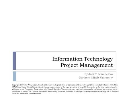 Information Technology Project Management