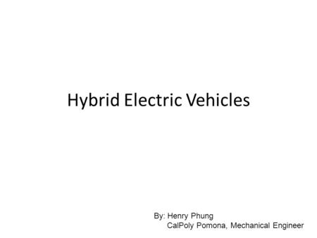 Hybrid Electric Vehicles