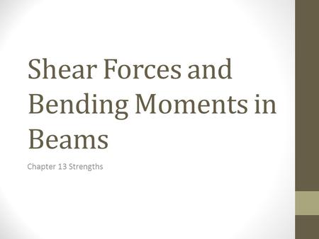 Shear Forces and Bending Moments in Beams