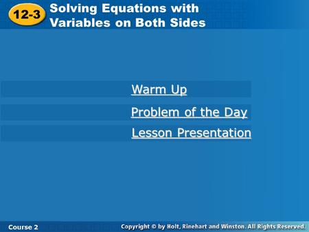 Solving Equations with Variables on Both Sides