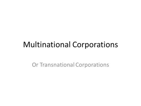 Multinational Corporations