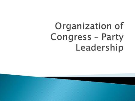  Speaker of the House – the presiding officer of the House of Rep., selected from the membership.  Floor Leader – A spokesperson for a party in Congress;