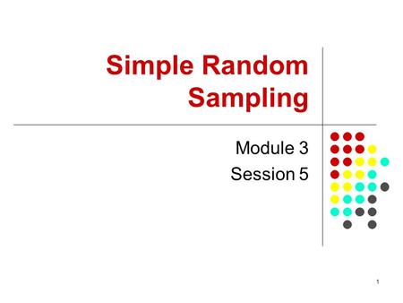 Simple Random Sampling