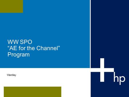 © 2004 Hewlett-Packard Development Company, L.P. The information contained herein is subject to change without notice WW SPO “AE for the Channel” Program.