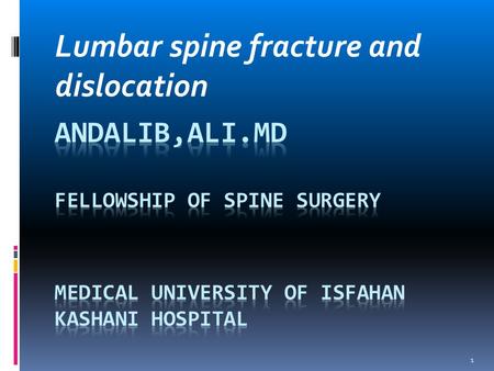 Lumbar spine fracture and dislocation