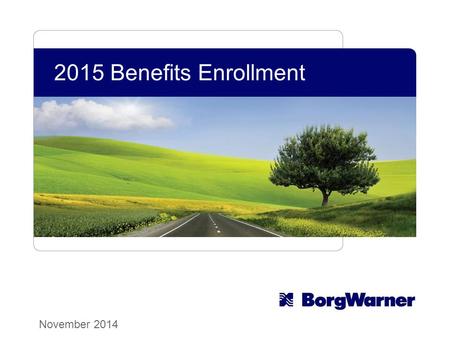 2015 Benefits Enrollment November 2014. Copyright © 2014 BorgWarner Inc. 2.