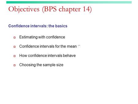 Objectives (BPS chapter 14)