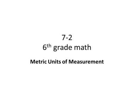 Metric Units of Measurement