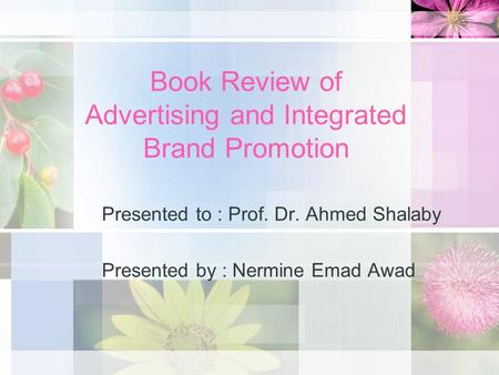 Book Review of Advertising and Integrated Brand Promotion