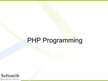 PHP Programming. Topics Background and History of PHP Installation Comments in PHP Variables Conditions Loops Functions File Handling Database Handling.