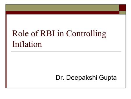 Role of RBI in Controlling Inflation