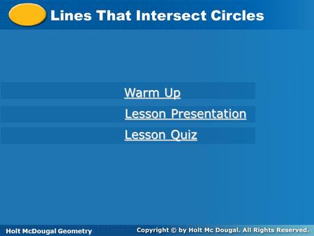 Lines That Intersect Circles