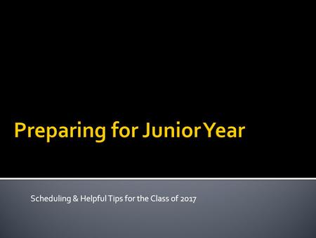 Scheduling & Helpful Tips for the Class of 2017. CLASS OF2017 Language Arts (English)4 Social Studies4 Science3 Mathematics3 Computers0.5 Physical Education1.45.