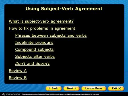 Using Subject-Verb Agreement