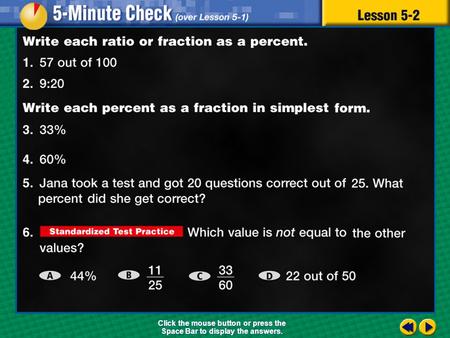 Transparency 2 Click the mouse button or press the Space Bar to display the answers.