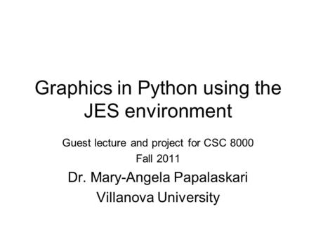 Graphics in Python using the JES environment