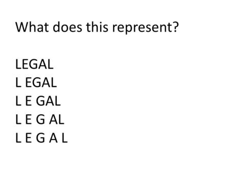 What does this represent? LEGAL L EGAL L E GAL L E G AL L E G A L.