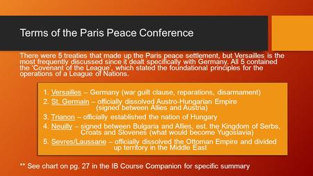 Terms of the Paris Peace Conference