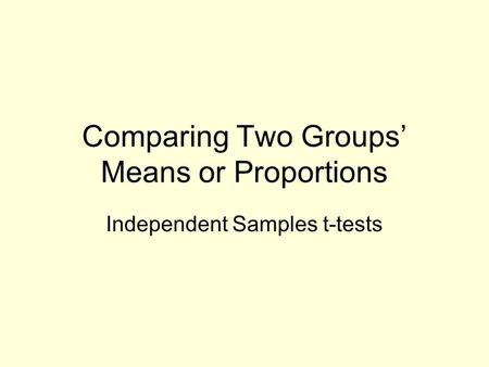 Comparing Two Groups’ Means or Proportions