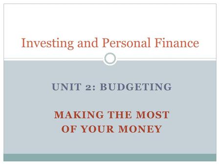 Investing and Personal Finance