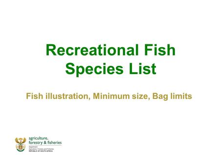 Recreational Fish Species List Fish illustration, Minimum size, Bag limits.