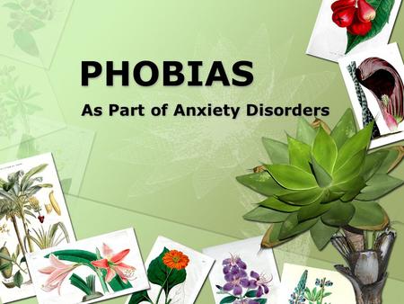 PHOBIAS PHOBIAS As Part of Anxiety Disorders As Part of Anxiety Disorders.