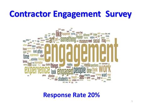 Contractor Engagement Survey 1 Response Rate 20%.