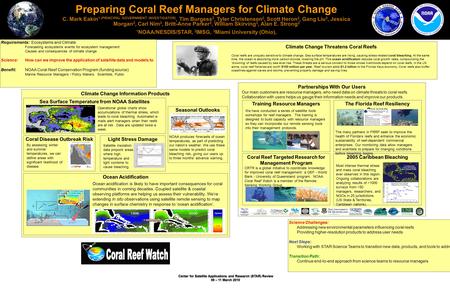 Center for Satellite Applications and Research (STAR) Review 09 – 11 March 2010 Requirements: Ecosystems and Climate Forecasting ecosystems events for.