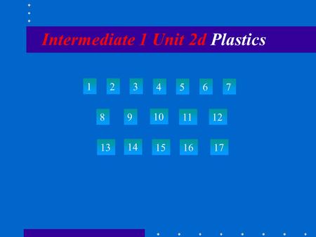 Intermediate 1 Unit 2d Plastics 123 4567 89 10 1112 13 14 151617.