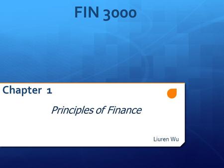 FIN 3000 Chapter 1 Principles of Finance Liuren Wu FIN3000, Liurn Wu.