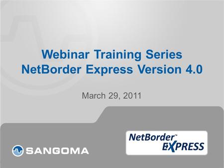 Webinar Training Series NetBorder Express Version 4.0 March 29, 2011.