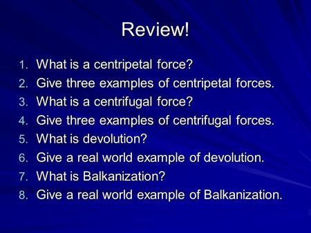 Review! What is a centripetal force?