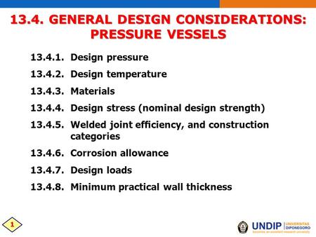 13.4. GENERAL DESIGN CONSIDERATIONS: PRESSURE VESSELS