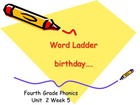 Word Ladder birthday…. Fourth Grade Phonics Unit 2 Week 5.